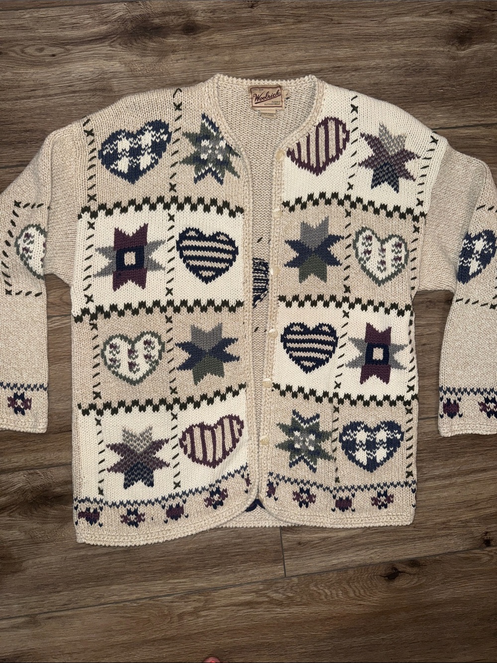 Woolrich Cream Handframed Knit Sweater granny cottage core